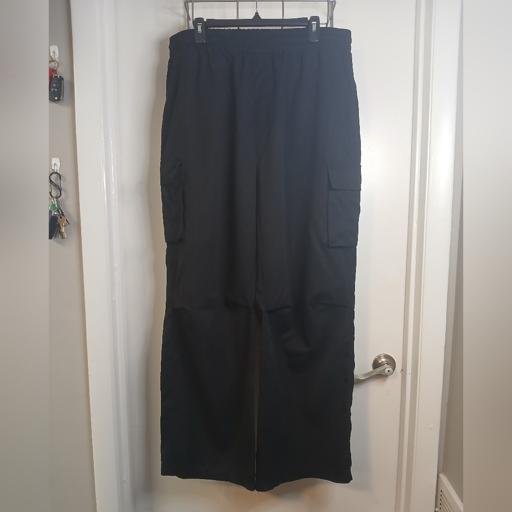 Black Lightweight Pull On Relaxed Cargo Pants XXXL